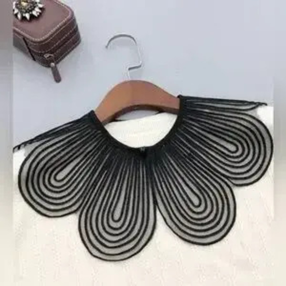 Black sheer Scalloped Collar
